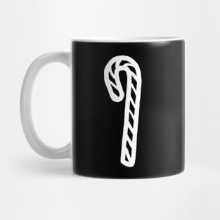 White Line Drawing One Candy Cane at Christmas Mug